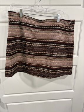 Express Striped Knit Mini Skirt in Plum and Brown Tones